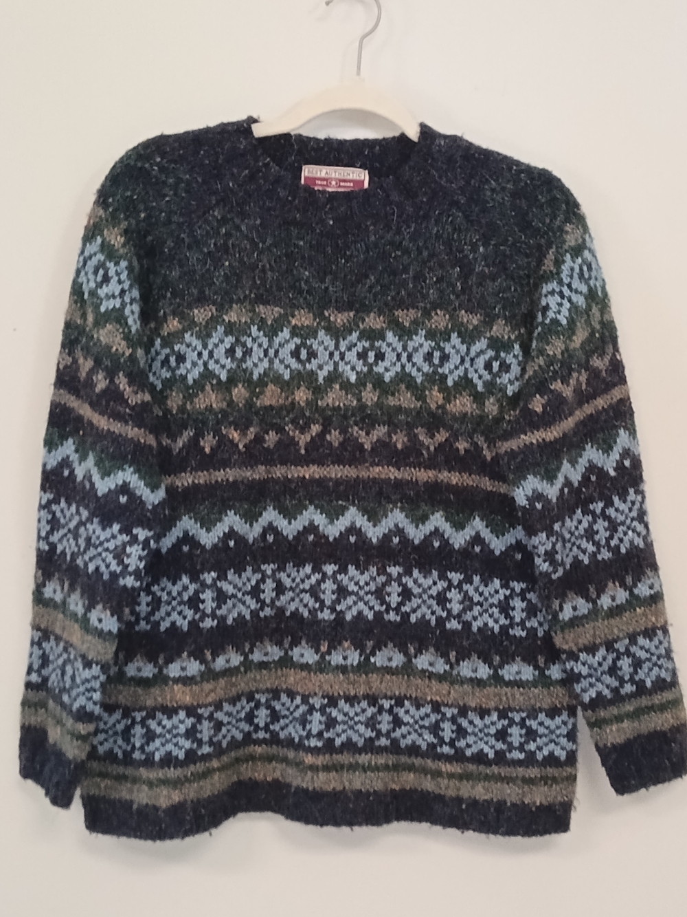 True Mark Vintage Wool Blend Classic Fair Isle Crewneck Women's Sweater Small